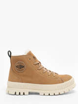 Enkellaarsjes Pallashock Zip Uit Leder Palladium Bruin accessoires 74353252